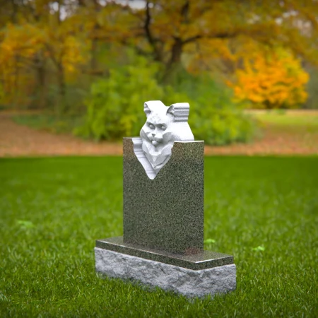 pet headstone showcasing realistic 3D cat image for grave markers