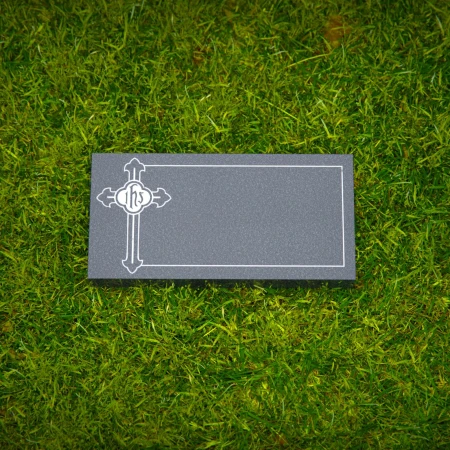 1640 - Elegan Granite Flat Grave Marker with Cross Engraving