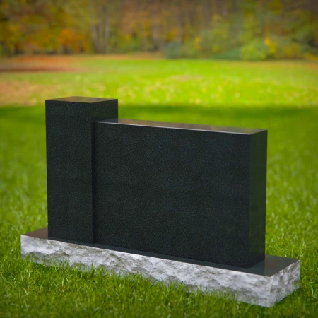 1589 - Modern Black Granite Headstone with Engraved Rose – Elegant Memorial