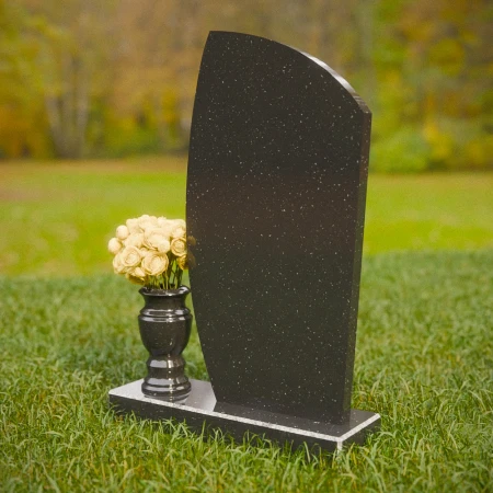 1844 - Modern Upright Headstone with Sleek Curved Profile and Wave Detail