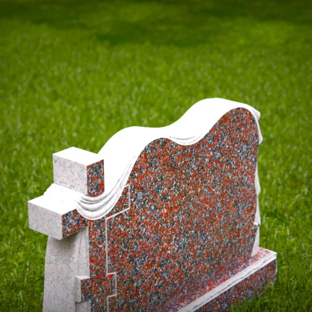 A meaningful cross tribute enhanced by elegant cloth motifs in headstone prices