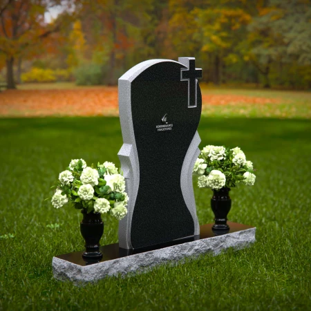 Graceful memorial headstones with cross detail for sacred remembrance.