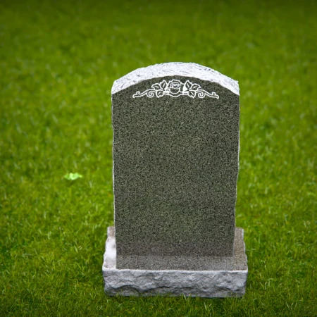 1790 - Lápida Vertical Clásica con Elegante Grabado de Rosa - Piedra Conmemorativa Personalizada