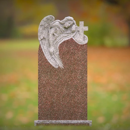 Aurora red granite angelic design headstone for memorials