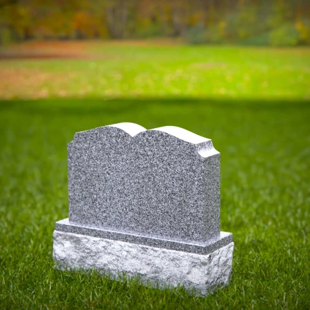 1951 - Elegant Double Upright Granite Headstone with Soft Arched Top