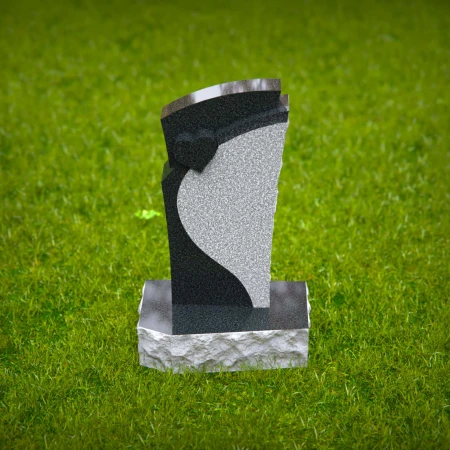1567 - Moderner Grabstein aus schwarz-weißem Granit mit abstraktem Design