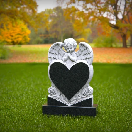 Angelic headstone near me designed with prayer and heart unity