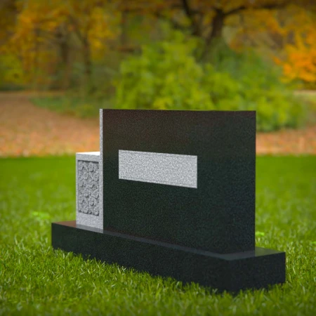 1605 - Modern Memorial Headstone with Geometric and Floral Elements