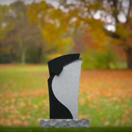 1567 - Moderner Grabstein aus schwarz-weißem Granit mit abstraktem Design