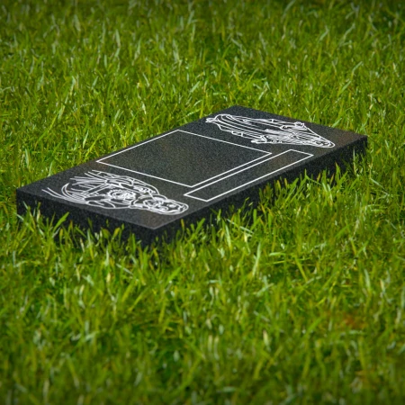 1637 - Granite Flat Grave Marker with Virgin Mary & Jesus Engraving