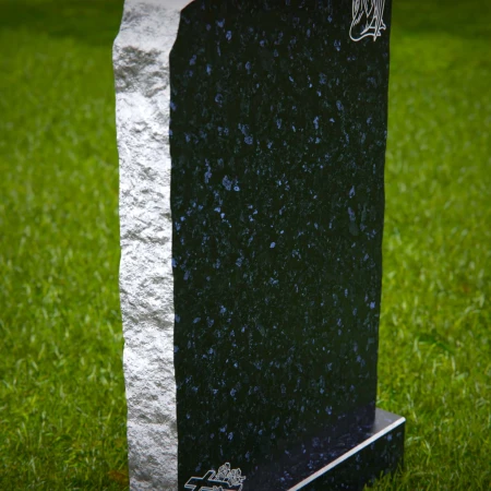 1833 - Natural-Edged Upright Headstone with Angel and Cross Design