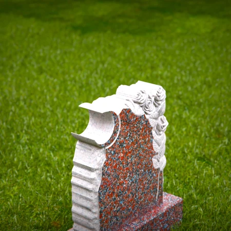 engraved lunar symbol with rose as a mark of affection for grave markers