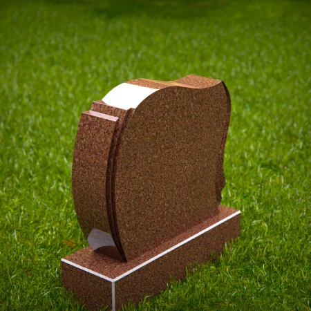 1949 - Elegante Lápida de Granito Marrón - Diseño Conmemorativo de Curvas Suaves