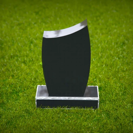 1587 - Lápida elegante de granito negro curvado - Memorial moderno y elegante