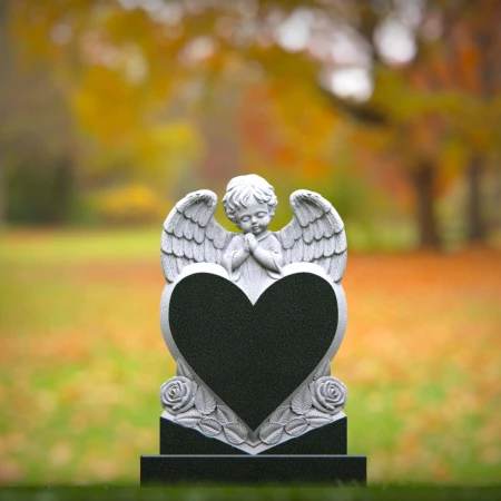 Angelic headstone near me designed with prayer and heart unity