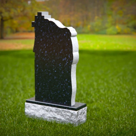 Mirrored faith elements wrapped in soft carving create heartfelt memorials