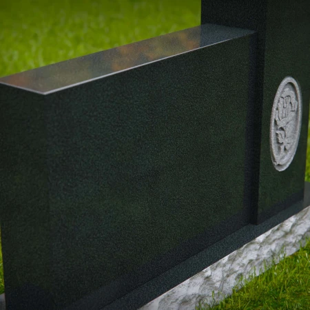 1589 - Modern Black Granite Headstone with Engraved Rose – Elegant Memorial