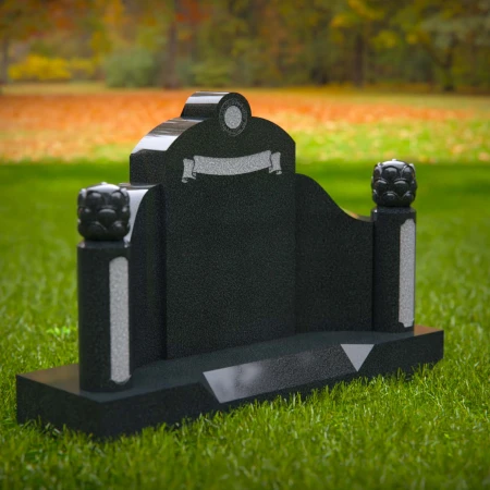 1617 - Elegant Double Memorial Headstone with Ornate Details