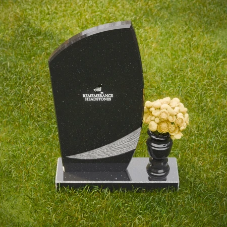 1844 - Modern Upright Headstone with Sleek Curved Profile and Wave Detail