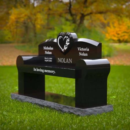 1983 - Heart-Inspired Companion Headstone Bench with Custom Engraving