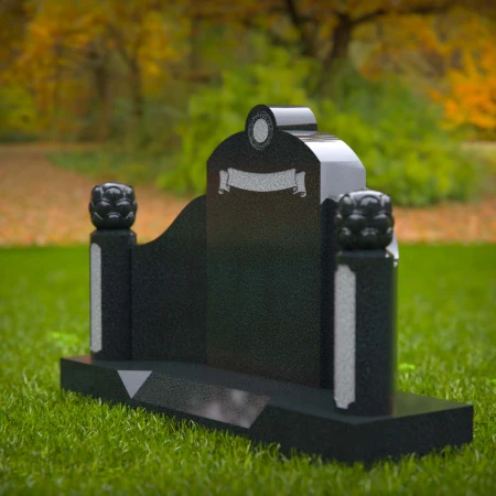 1617 - Elegant Double Memorial Headstone with Ornate Details