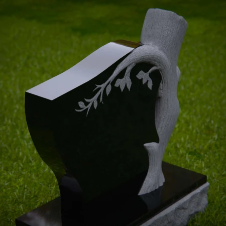 1928 - Nature-Inspired Monument with Carved Tree and Leaf Branch Design