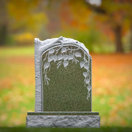 carved granite memorial inspired by natural growth and grace for headstones