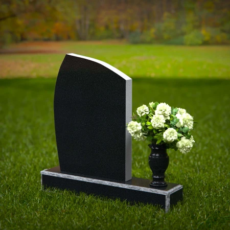 Modern angled granite headstones with vase inclusion for tribute.