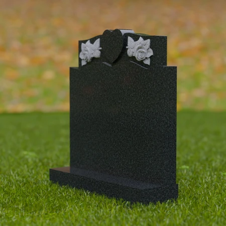 1732 - Elegant Granite Memorial Headstone with Heart and Rose Carvings