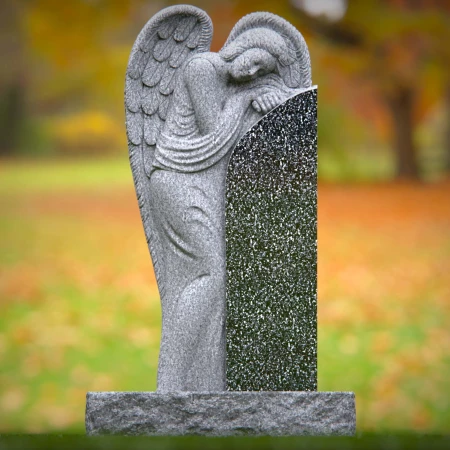 Artisan-crafted angel expresses warmth and memory in headstone near me