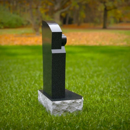 1567 - Moderner Grabstein aus schwarz-weißem Granit mit abstraktem Design