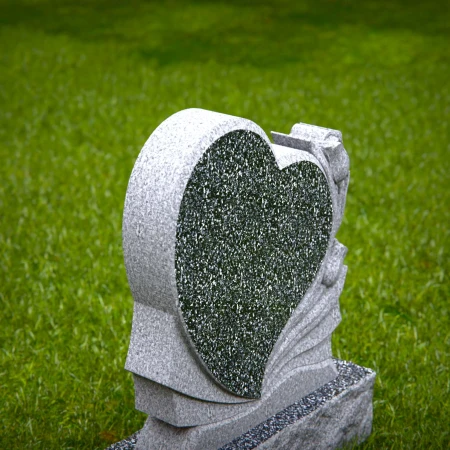 Carved hearts offer a peaceful message in graceful headstones