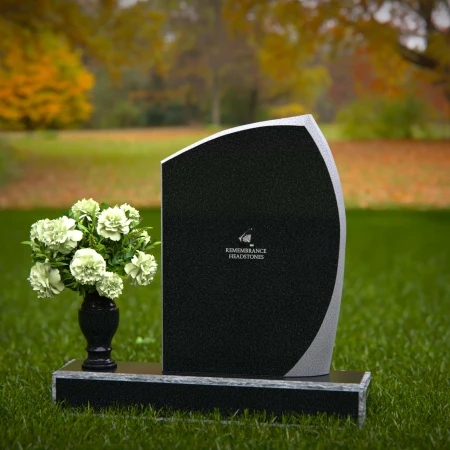 Modern angled granite headstones with vase inclusion for tribute.