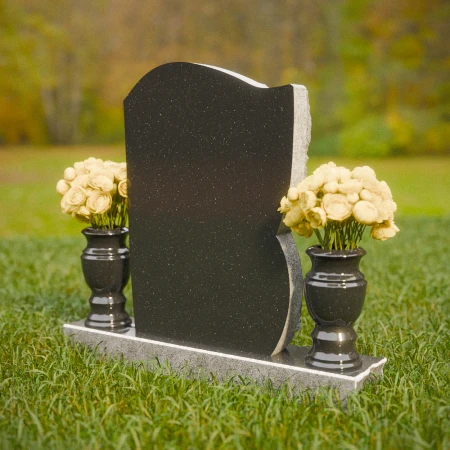 1853 - Curved Upright Headstone with Natural Border and Decorative Carving