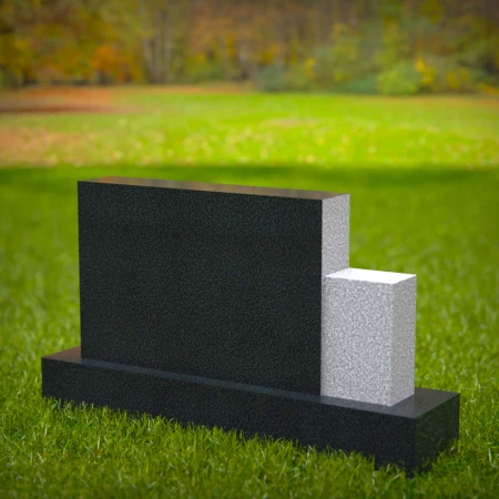 1605 - Modern Memorial Headstone with Geometric and Floral Elements