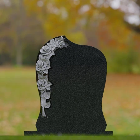 1744 - Elegant Curved Memorial Headstone with Carved Roses – A Timeless Tribute