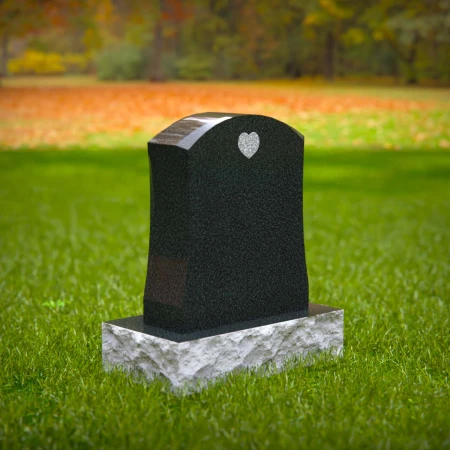 1591 - Black Granite Headstone with Heart Engraving – Elegant & Timeless Memorial