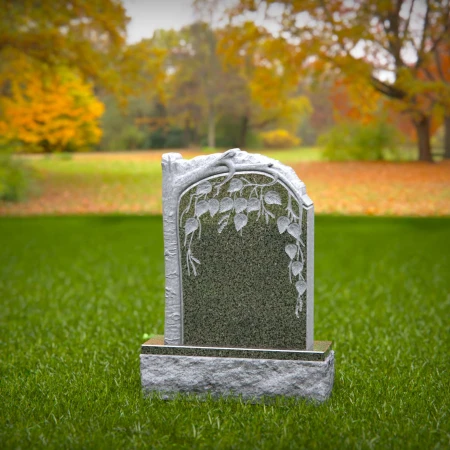 carved granite memorial inspired by natural growth and grace for headstones