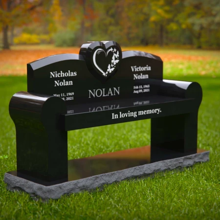 1983 - Heart-Inspired Companion Headstone Bench with Custom Engraving