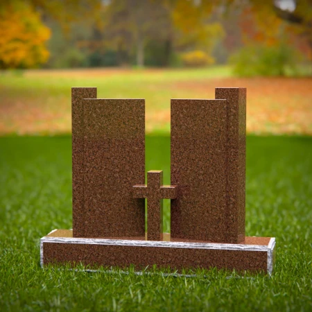 1937 - Modernes aufrechtes Denkmal mit ausgeschnittenem Kreuz und geometrischem Design