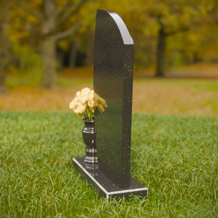 1844 - Modern Upright Headstone with Sleek Curved Profile and Wave Detail