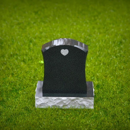 1591 - Black Granite Headstone with Heart Engraving – Elegant & Timeless Memorial