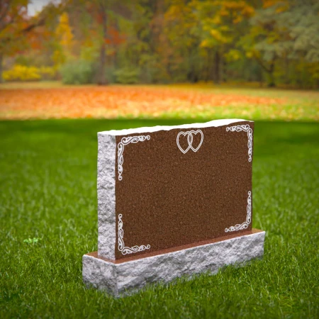 1810 - Companion Headstone with Interlocking Hearts and Decorative Borders