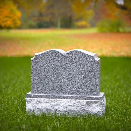 1951 - Elegant Double Upright Granite Headstone with Soft Arched Top