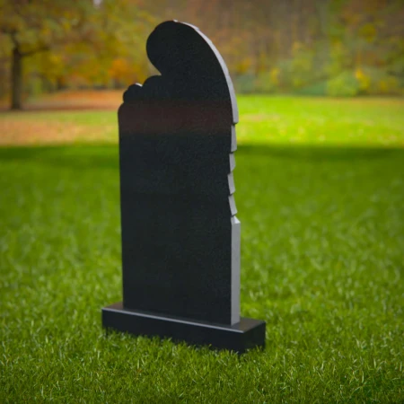 1869 - Weeping Angel Headstone with Sculpted Wings and Elegant Curved Top