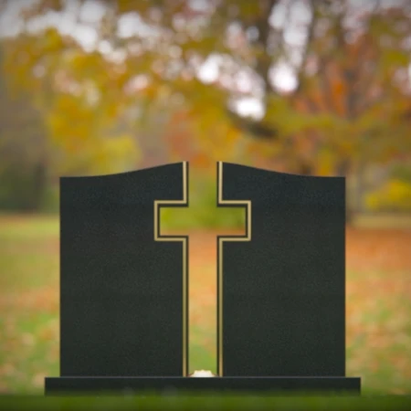 1696 - Doppeltes Denkmal Grabstein mit Kreuz Ausschnitt