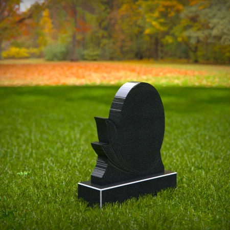 oval silhouette headstone etched with graceful leaves for headstone prices