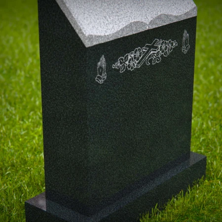 1600 - Book-Shaped Memorial Headstone with Religious Engravings