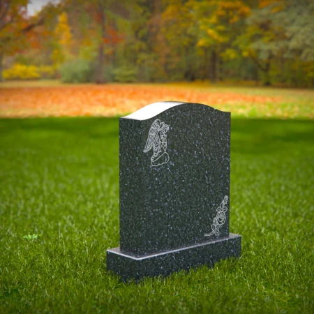 1801 - Elegantes Grabsteindesign im friedlichen Herbstfriedhof