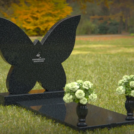Butterfly-shaped headstones symbolizing eternal freedom and remembrance.